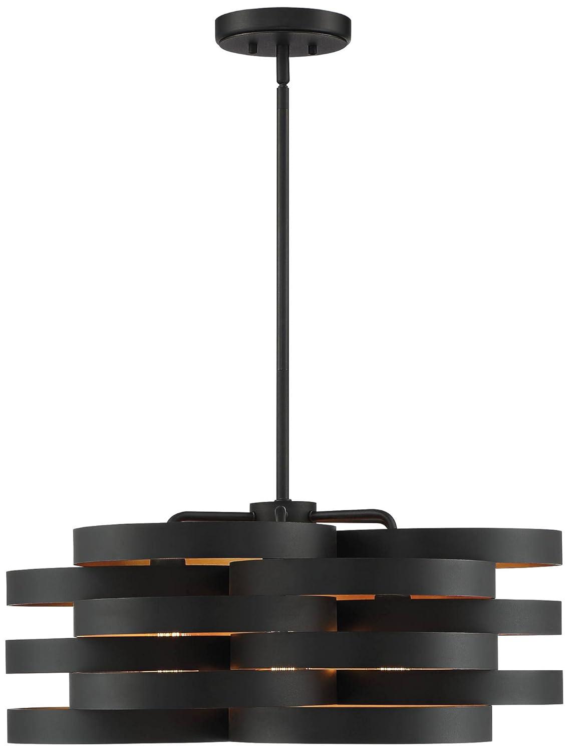 Possini Euro Design Zia Black Gold Chandelier 25 1/2" Wide Modern 6-Light Fixture for Dining Room House Foyer Kitchen Island Entryway Bedroom Home