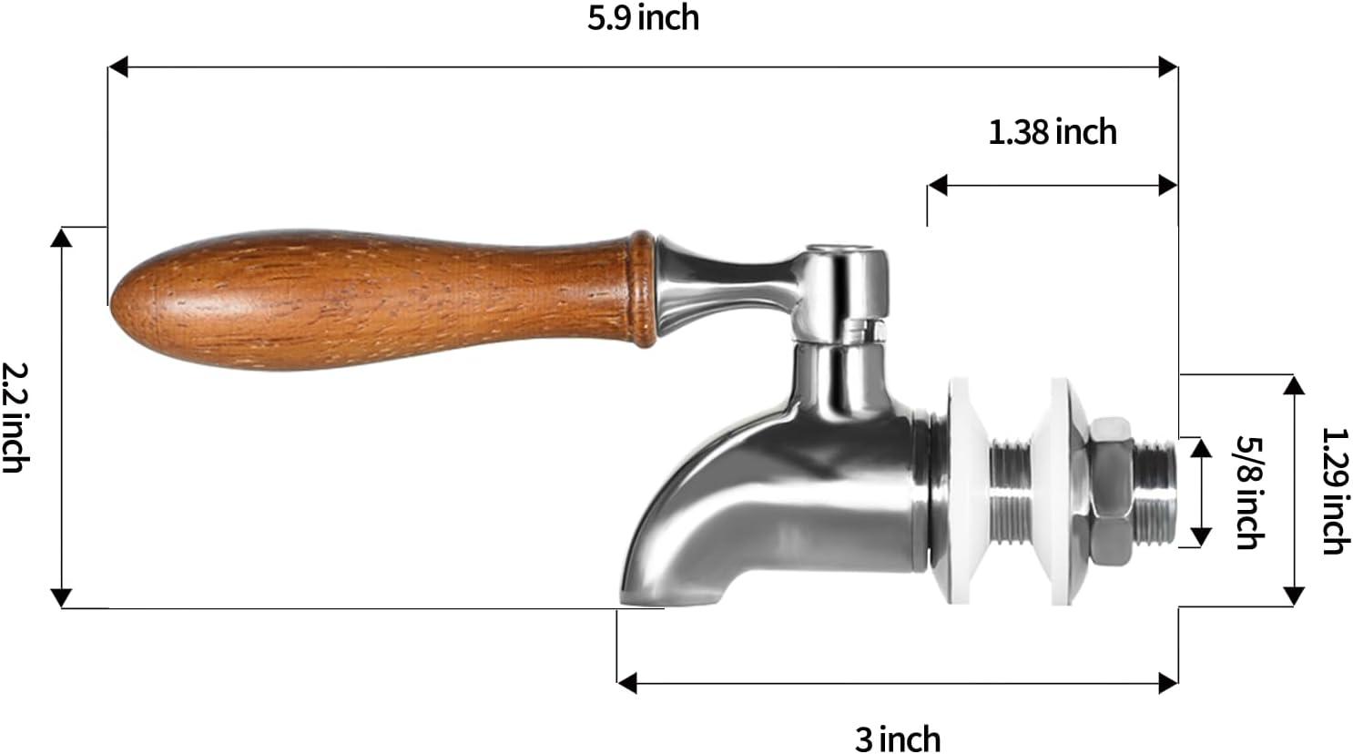 Polished Stainless Steel Beverage Dispenser Replacement Spigot Set
