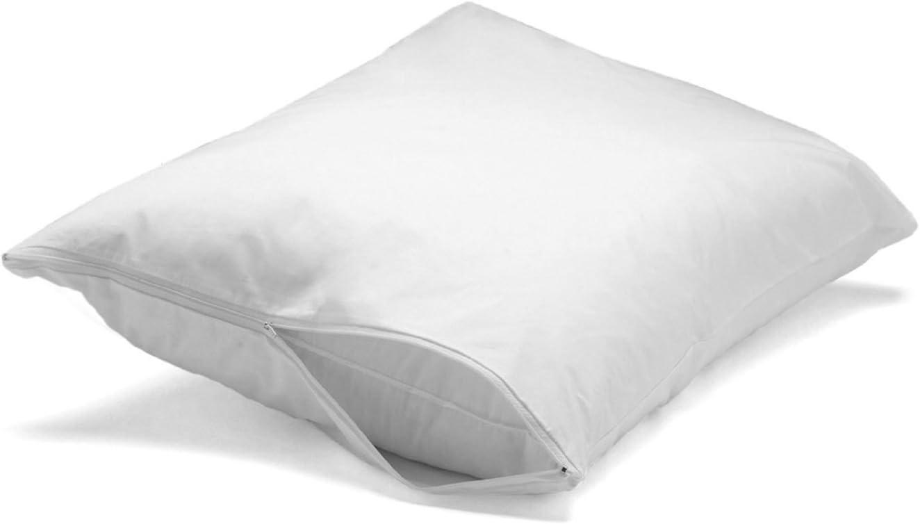 Jumbo White Cotton Zippered Pillow Protector