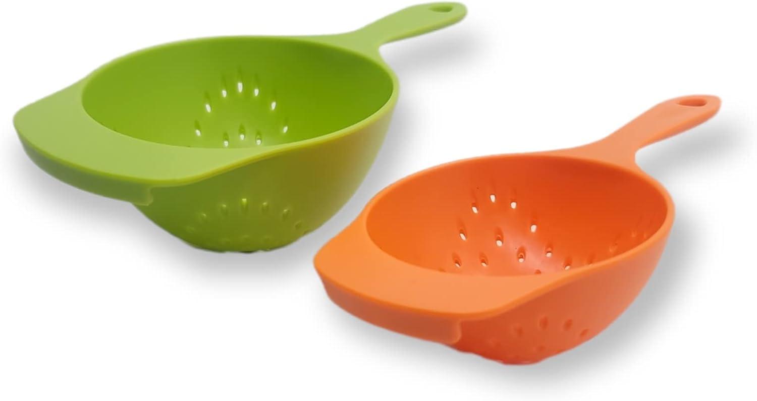 Handy Housewares 2 Piece Nesting Mini Food Colander Set - Great for Straining Berries, Pasta, Veggies and More 3 Pack