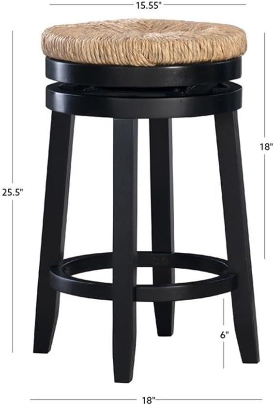 Maya Traditional Black Rubberwood Swivel Counter Stool