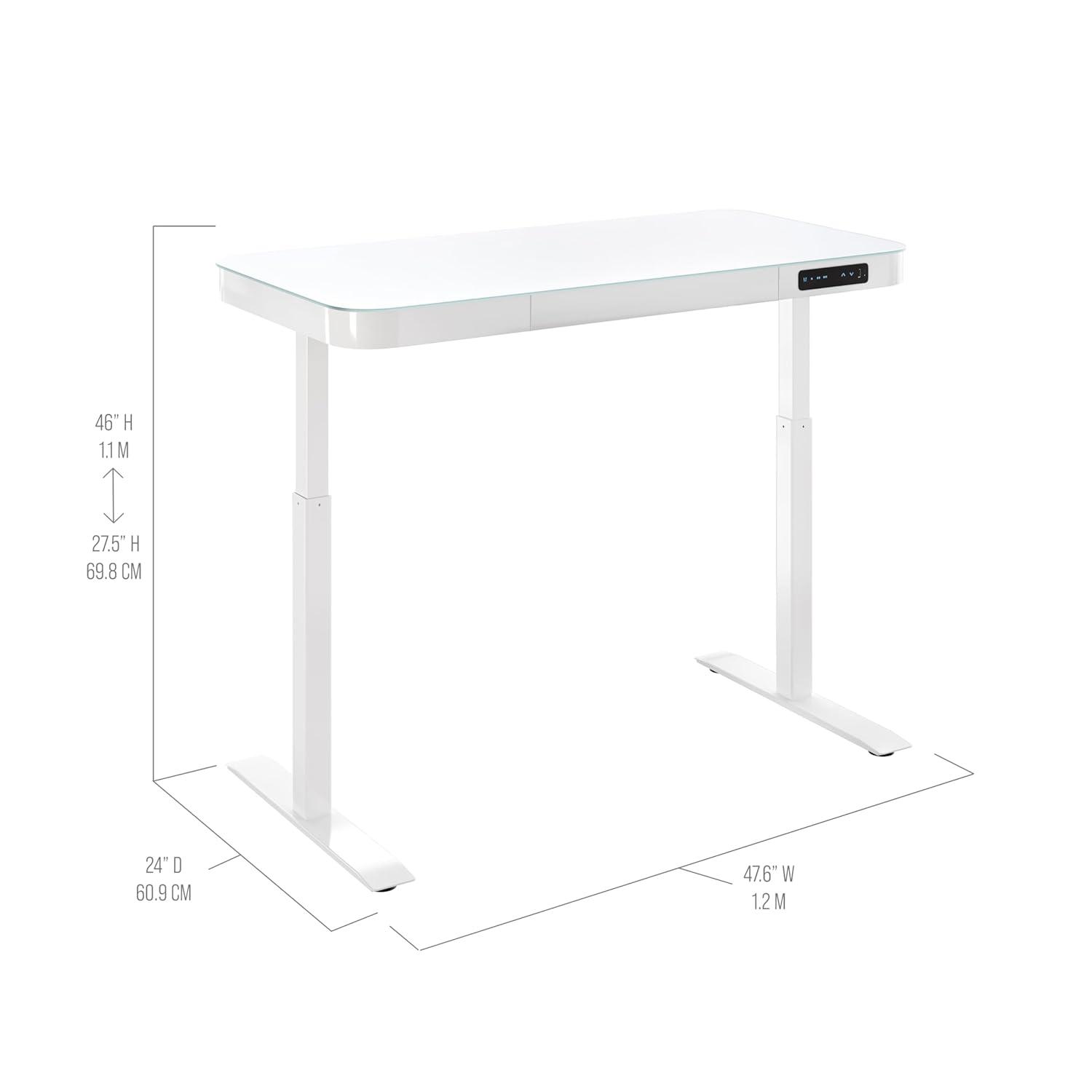 Seville Classics AIRLIFT® airLIFT 48" W Electric Adjustable Height Tempered Glass Desk