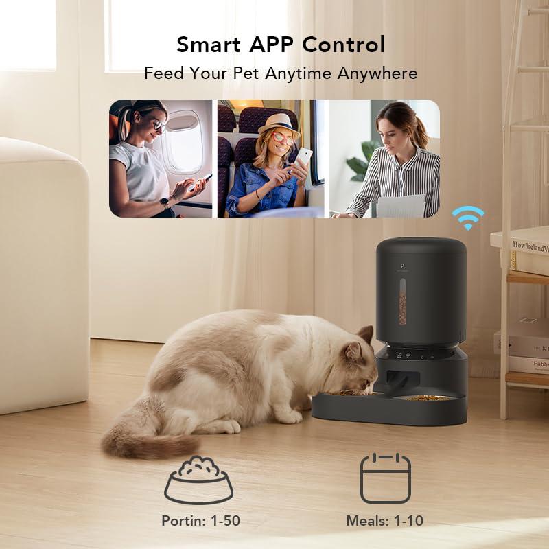 PETLIBRO Automatic Cat Feeder, WiFi Connected, Adjustable Meal Splitter, Fresh Food Storage, Multiple Pet Use, Stainless Steel