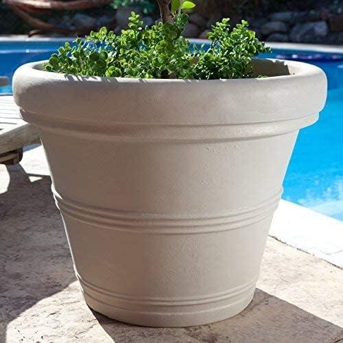 Crescent Garden Brunello Classic Rolled-Rim Plant Pot, 20" (Weathered Concrete)