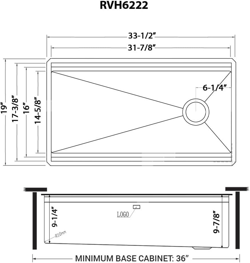 Ruvati 33.5" Black Stainless Steel Drop-In Kitchen Sink