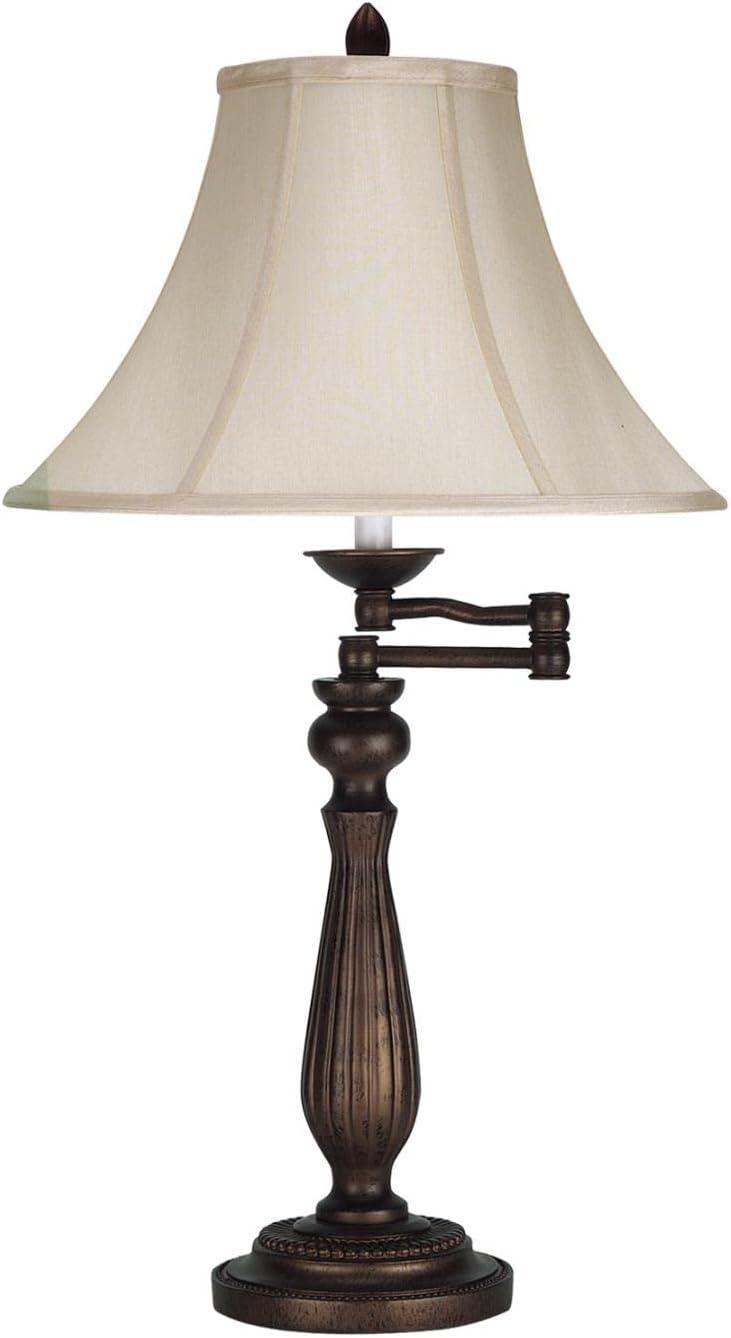 Antique Rust Swing Arm Table Lamp with Bell Shade