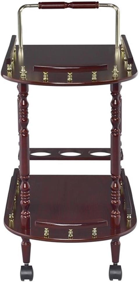 ByEUcuk Home Furnishings Palmer 2-Tier Serving Cart Merlot and Brass