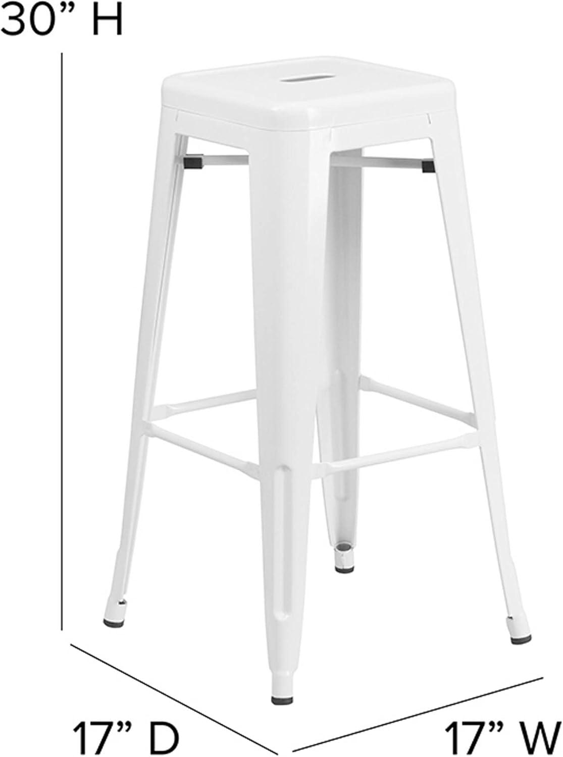 Flash Furniture Commercial Grade 30" High Backless Metal Indoor-Outdoor Barstool with Square Seat