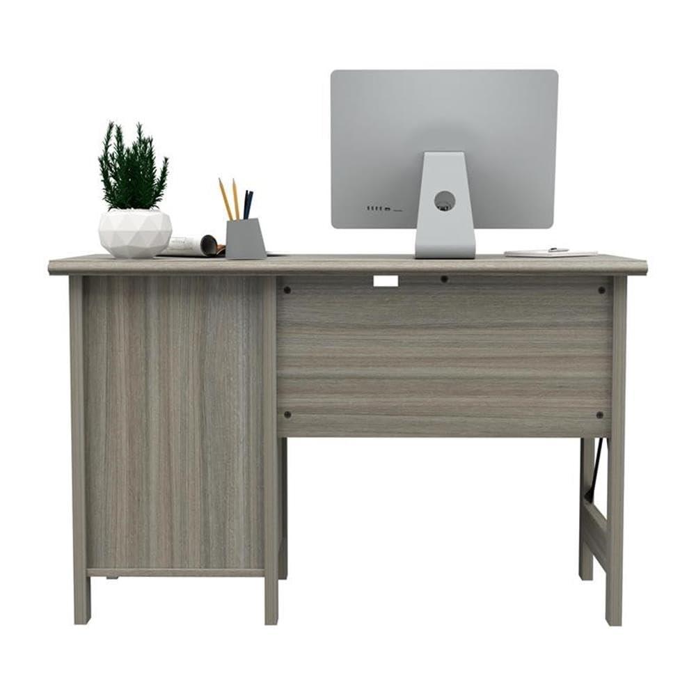 Inval America 2-Drawer Computer Desk with Keyboard Tray in Gray Smoke Oak