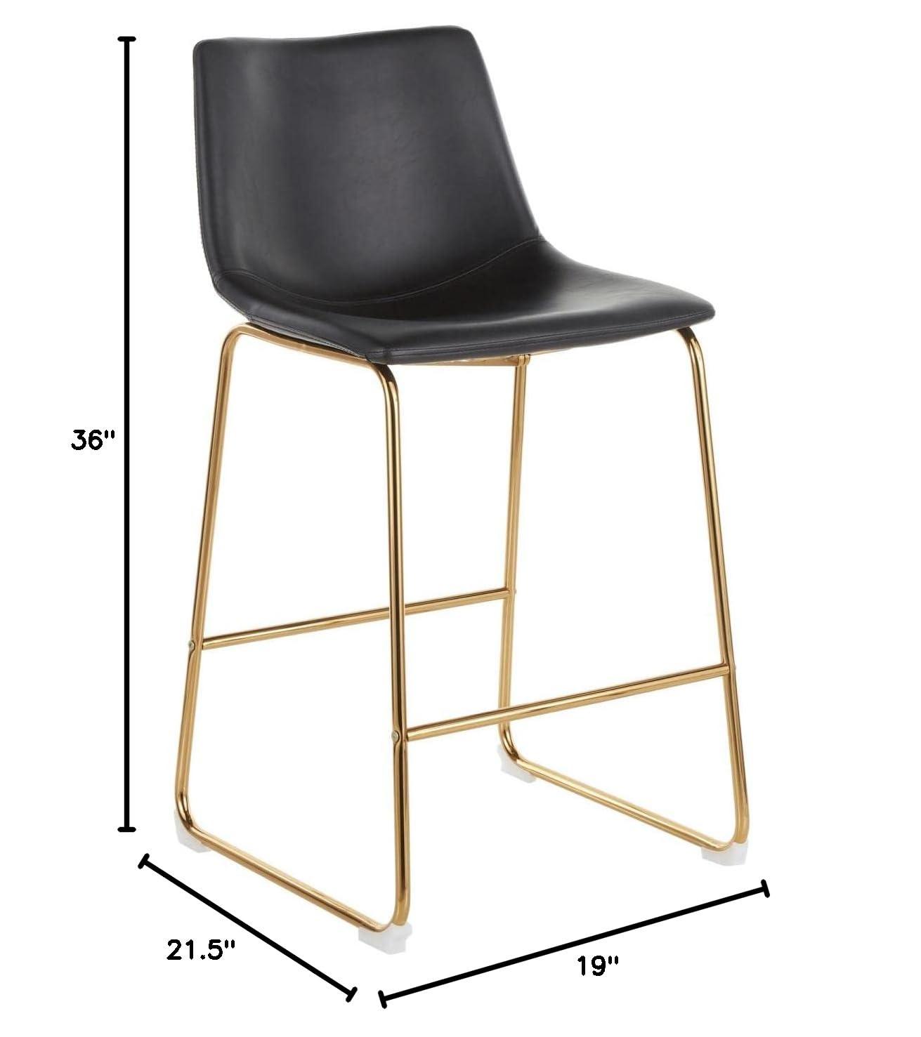 LumiSource Gold Metal, White PU Duke Counter Stool - Set of 2