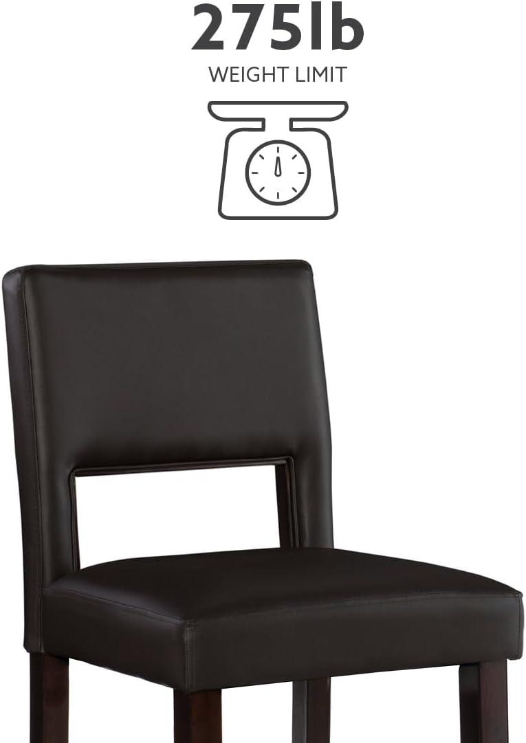 24" Vega Padded Counter Height Barstool with Ergonomic Footrest & Espresso Finish - Linon