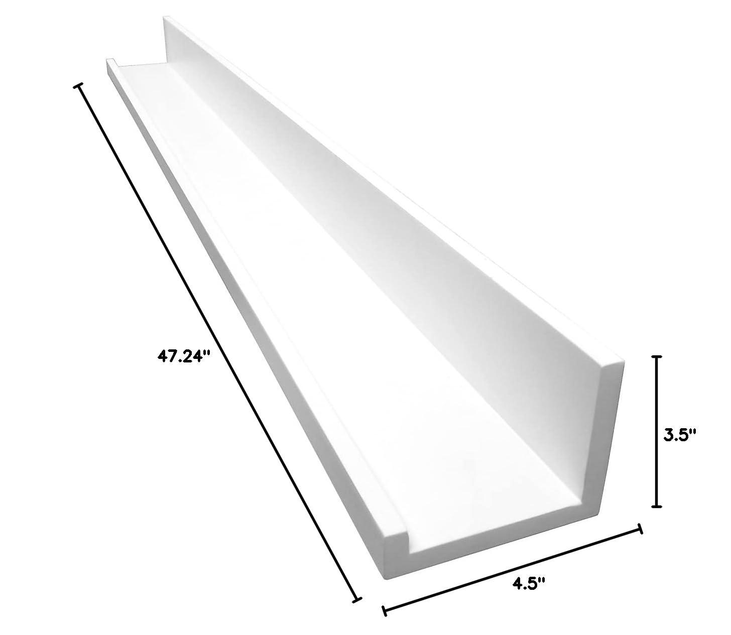 InPlace 48" x 4.5" Picture Ledge Wall Shelf White: Modern Floating Photo Display, MDF, Includes Mounting Hardware