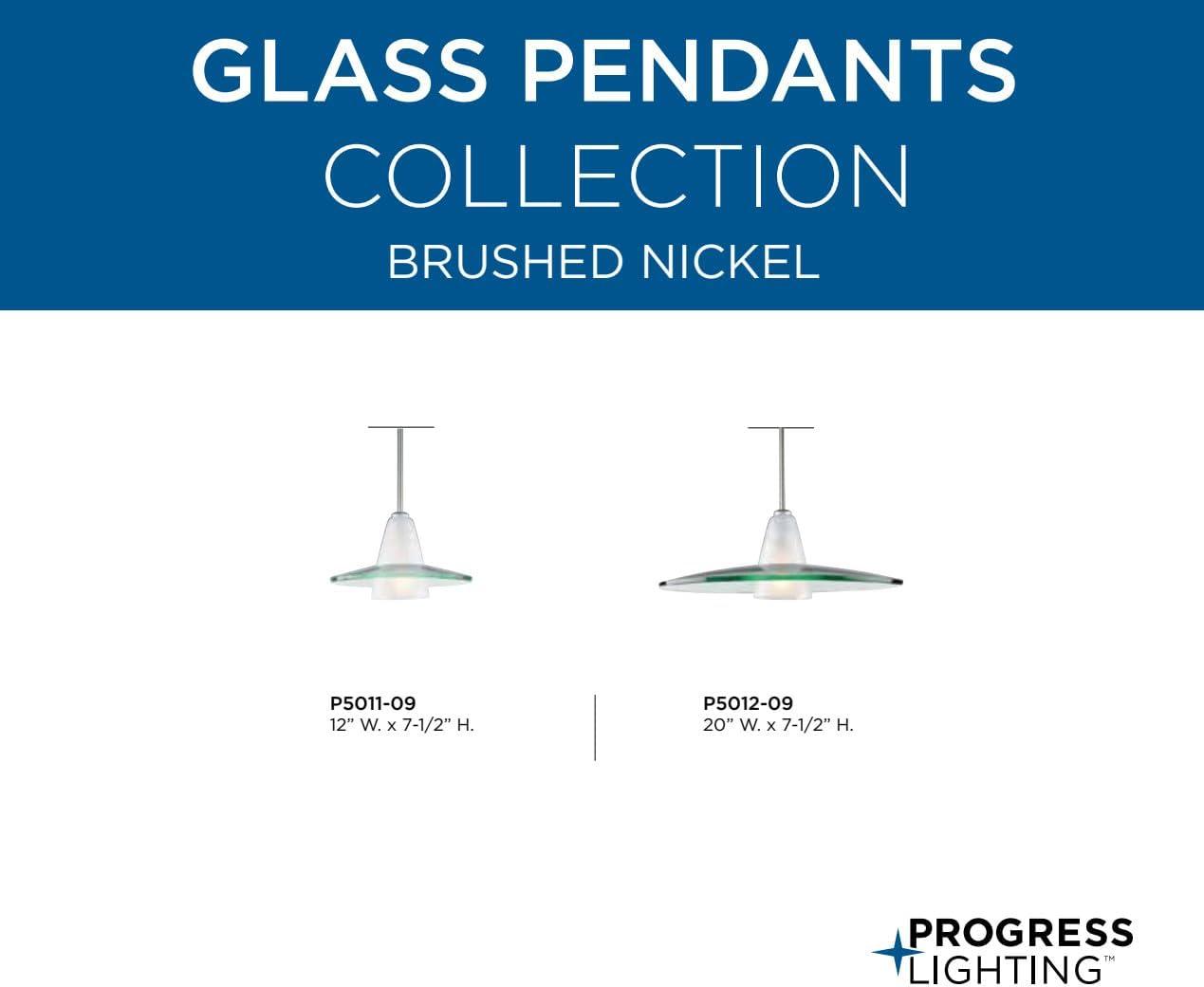 Progress Lighting, Contemporary Stem-Hung Pendant, 1 Light, Brushed Nickel, Clear Glass Shade