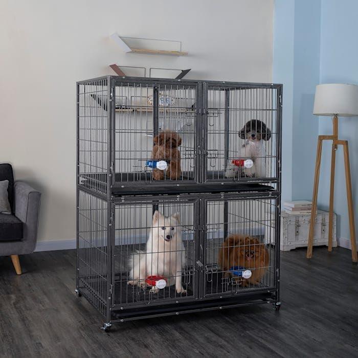 Go Pet Club Metal Collapsible Pet Crate with 3 Doors