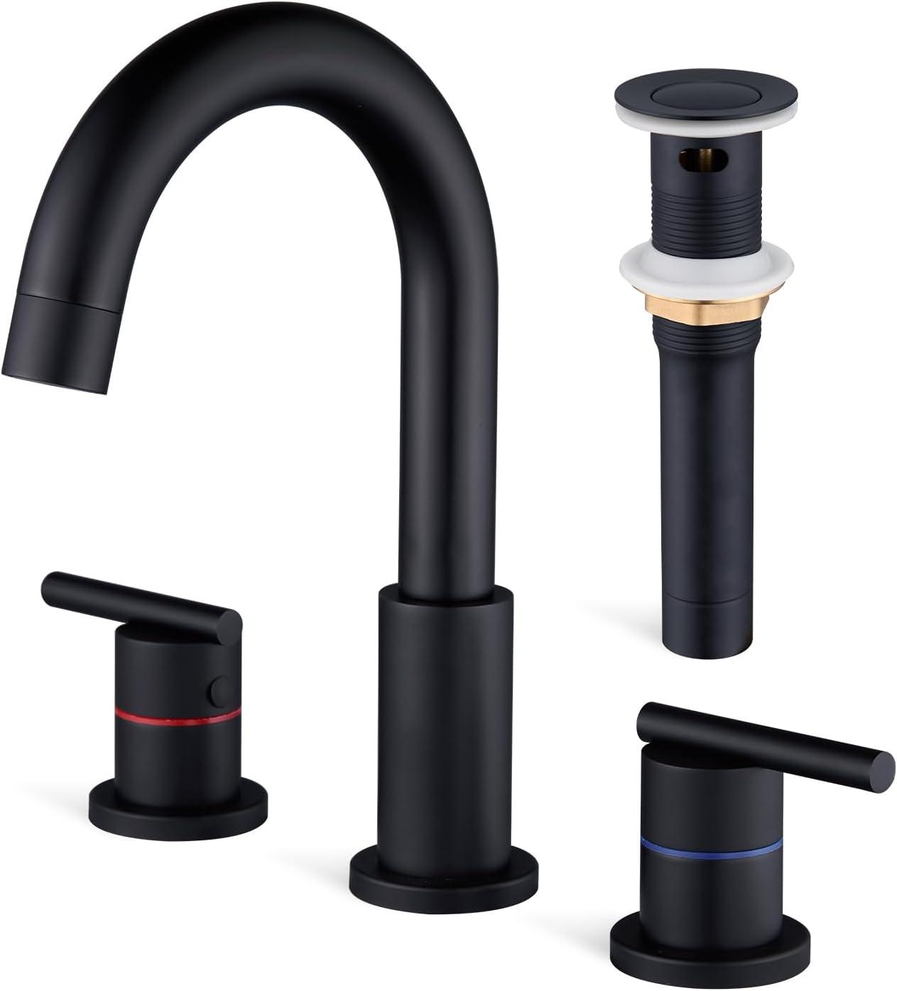 Matte Black 8-Inch Widespread Double Handle Bathroom Faucet