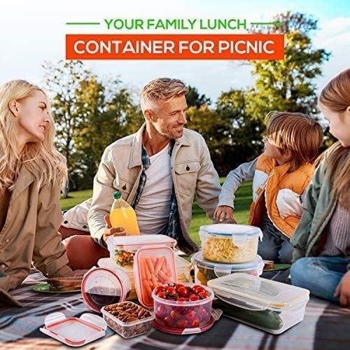 RFAQK 28 Pcs Food Storage Containers with Lids- BPA-Free Airtight Plastic Containers for Pantry & Kitchen Organization, Meal Prep and Lunch Containers