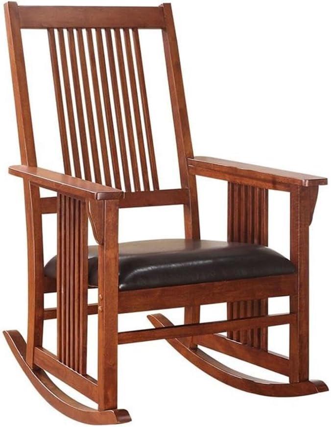 Traditional Style Wooden Rocking Chair with Slat Back Brown - Saltoro Sherpi