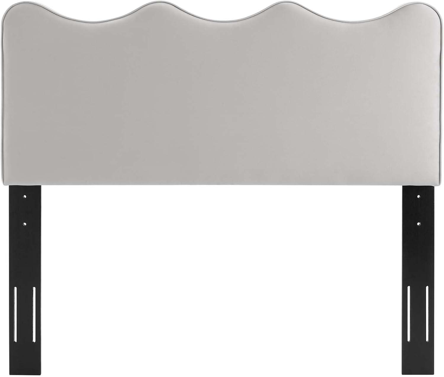 Light Gray Velvet Upholstered Twin Headboard with Wood Frame