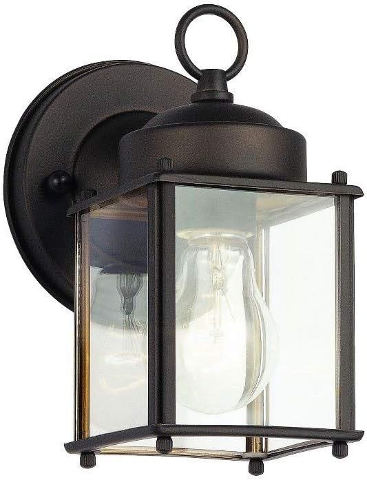 Classic Olde Bronze Lantern Wall Sconce with Clear Glass Panels