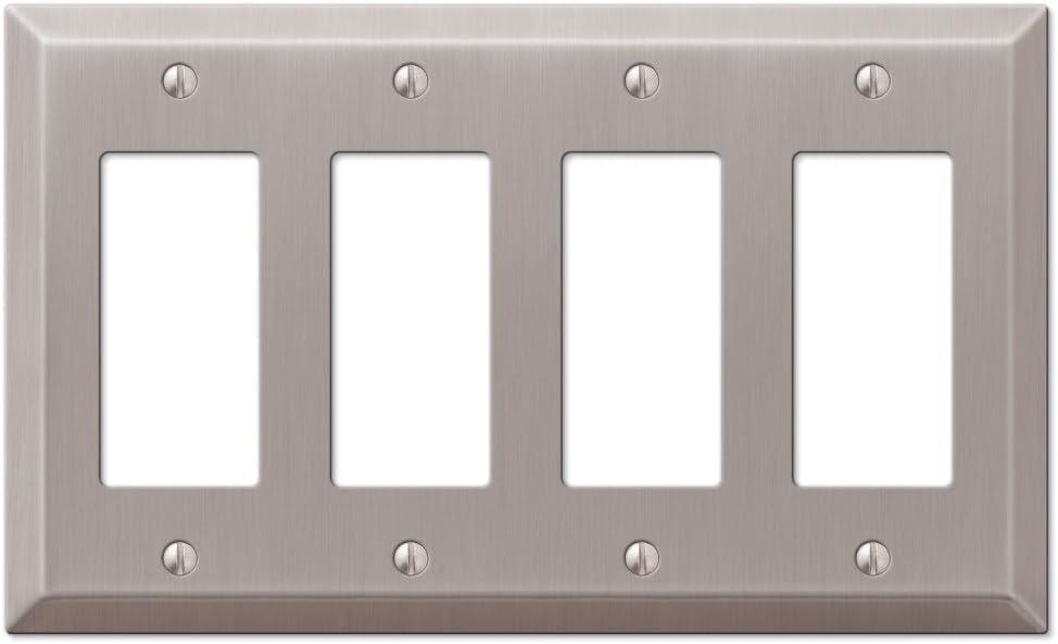 Amerelle 163R4BN Century Wallplate, 4 Rocker, Steel, Brushed Nickel, 1-Pack