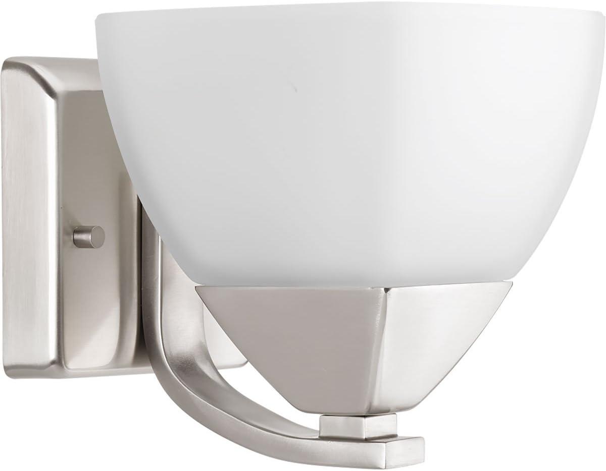Progress Lighting, Appeal Collection, 1-Light Wall Sconce, Brushed Nickel, Etched White Glass Shade