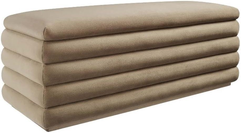 Modway Mezzo Upholstered Performance Velvet Storage Bench in Taupe