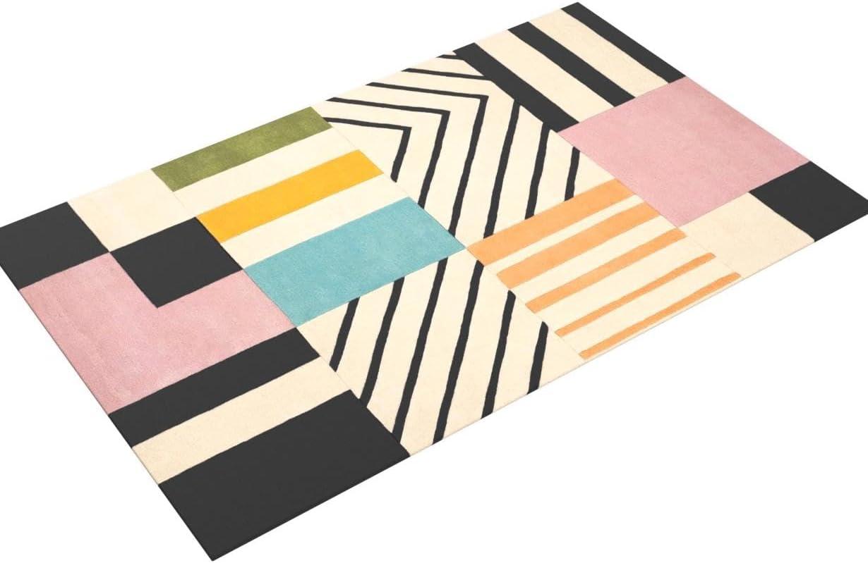 Tripoli Wool Ivory/Black/Pink Rug