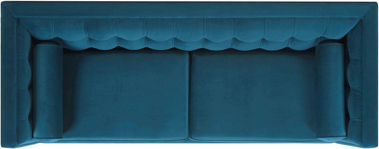 Jack 84" Tufted Tuxedo Sofa Double Cushion Satin Teal
