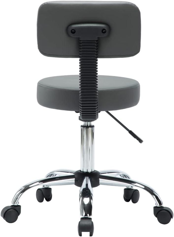 Adjustable Gray Faux Leather Swivel Spa Stool