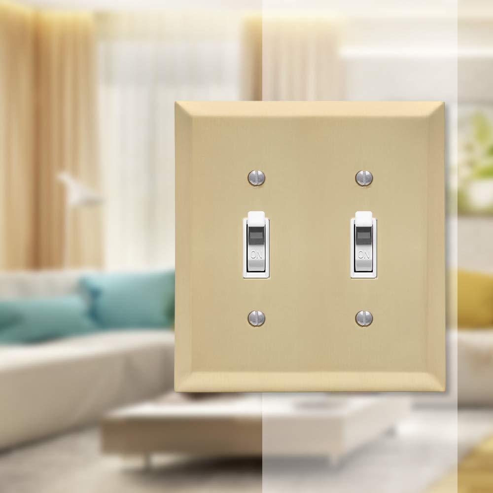 Amerelle Century Satin Brass Brass 2 gang Stamped Steel Toggle Wall Plate 1 pk