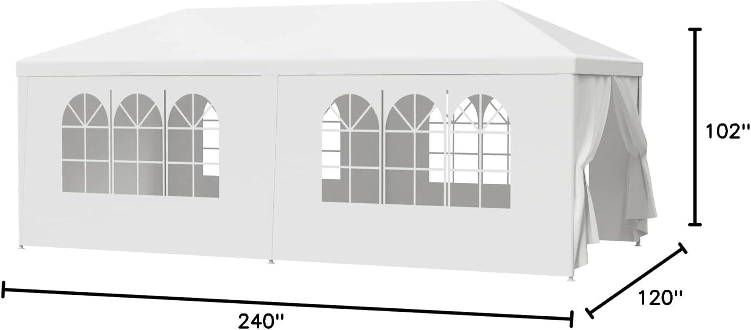 LEMY Gazebo Tent, Outdoor Canopy Shelter with Removable Sidewalls and Windows, Waterproof Heavy Duty Canopy for Patio, Garden, Party Wedding, 10' x 20', White