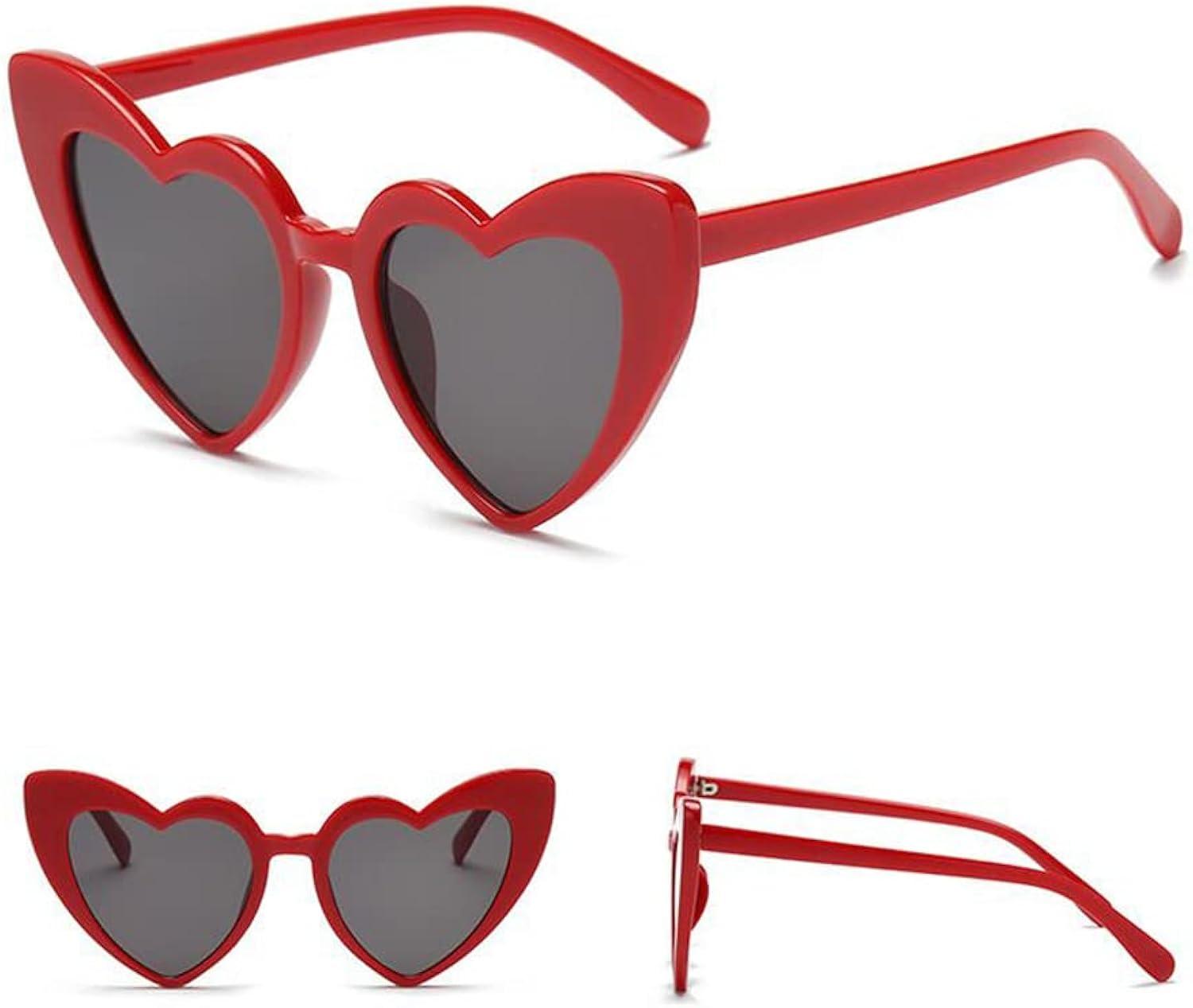 LINASHI Fashionable Sunglasses Vintage Heart Shaped Sunglasses with High Translucency Lens Trendy Retro Decorative Sun Glasses for Women Heart-shaped