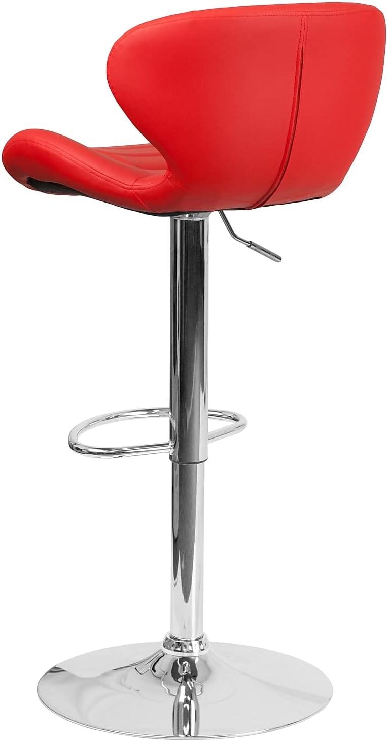 Flash Furniture Contemporary Adjustable Height Barstool with Curved Back and Chrome Base