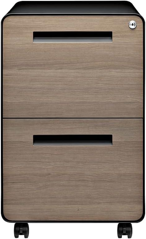 Laura Davidson Furniture Stockpile 2 Drawer Mobile File Cabinet with Lock - Under Desk Metal Filing Cabinet, Legal/Letter File Folders, Wheels and Stationary Feet, Pre-Assembled, Black