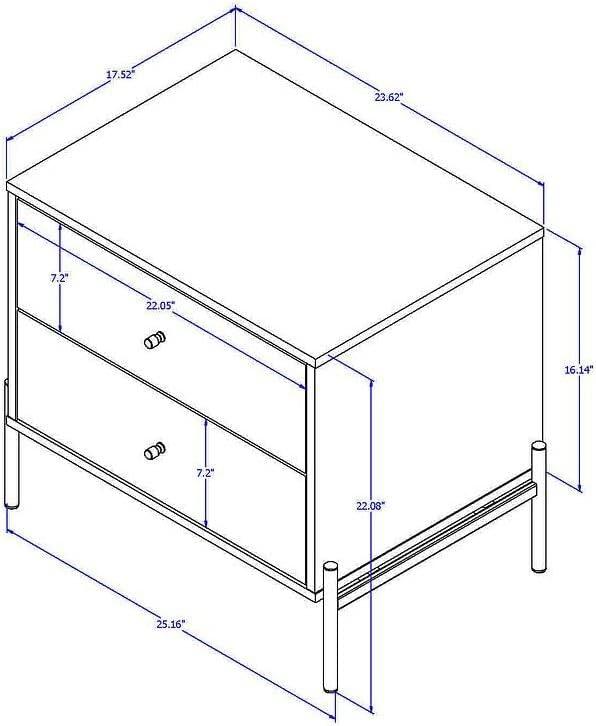 Set of 2 Jasper Drawer Nightstands Off White - Manhattan Comfort