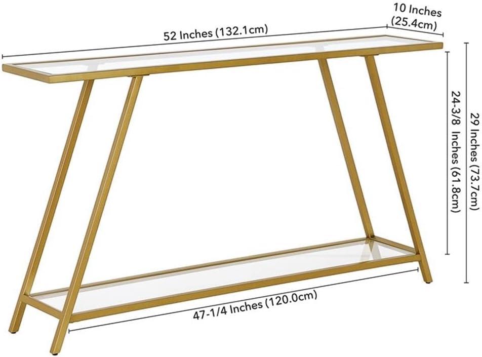 Evelyn&Zoe Yair 52" Wide Rectangular Console Table, Brass