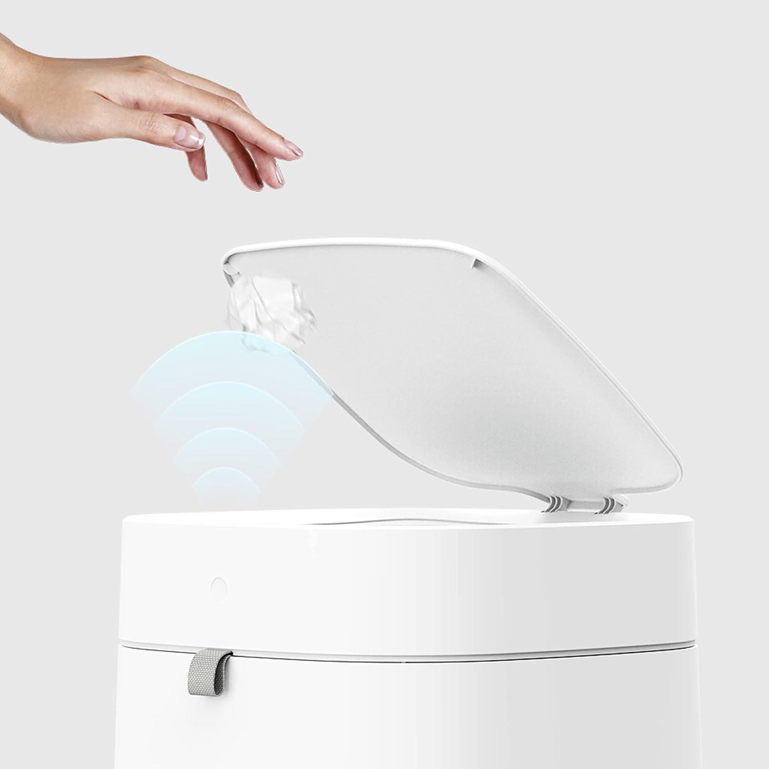 White Plastic 3.5 Gallon Touchless Smart Trash Can