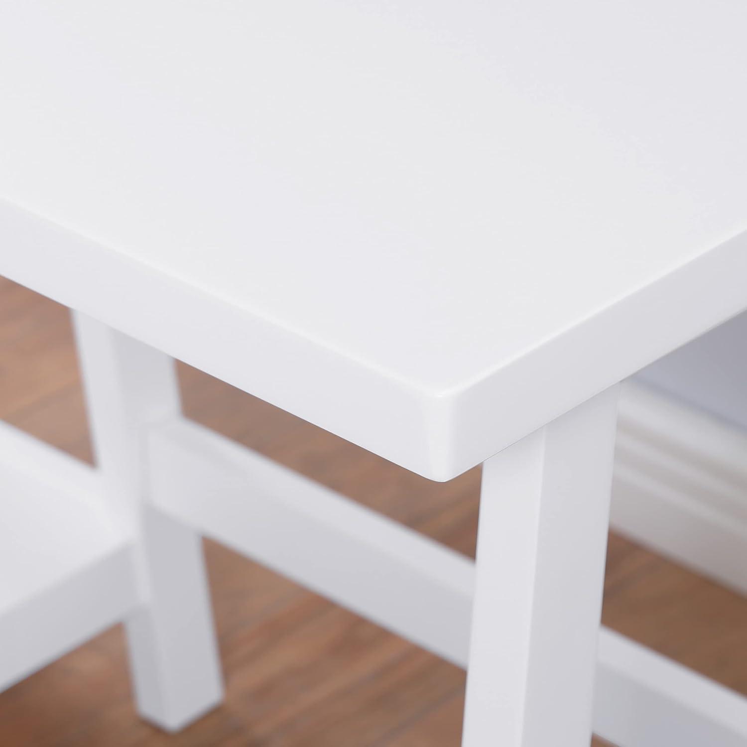 Roundhill Furniture Redina Contemporary Wood Writing Desk with Storage, White