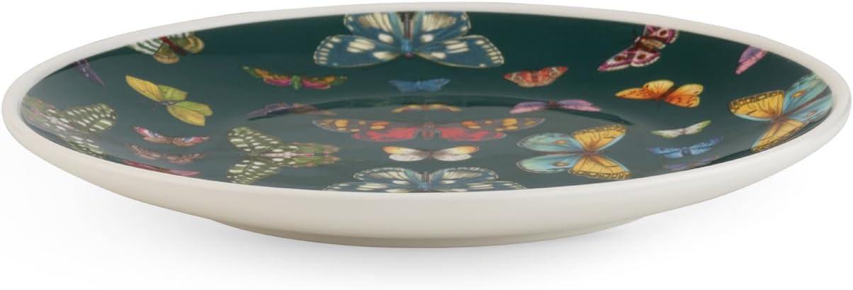 Green Porcelain Butterfly Accent 8.5" Coupe Plate