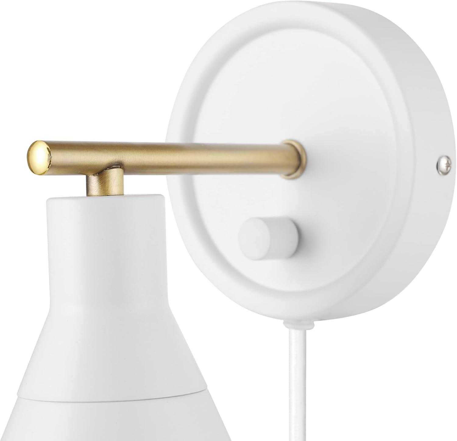 Matte White Brass Accent Dimmable Wall Sconce