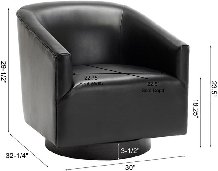 Comfort Pointe Gaven Wood Base Swivel Accent Chair Midnight Blue: Durable Faux Leather, 360° Swivel, No-Sag Springs