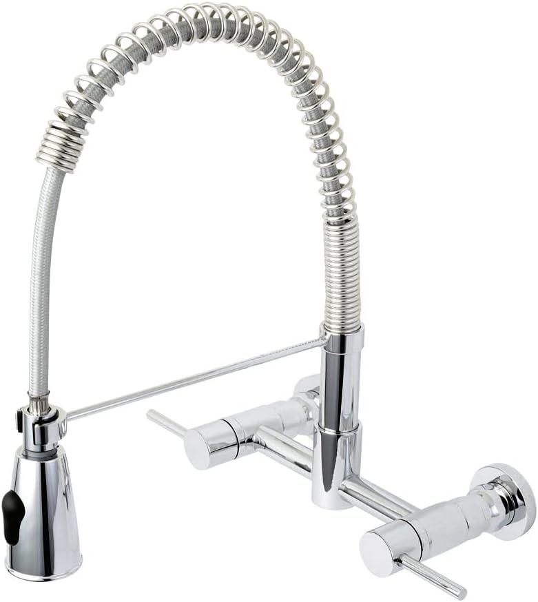 Kingston Brass Concord Double-Handle 2-Hole Wall-Mount Pre-Rinse Bridge Kitchen Faucet