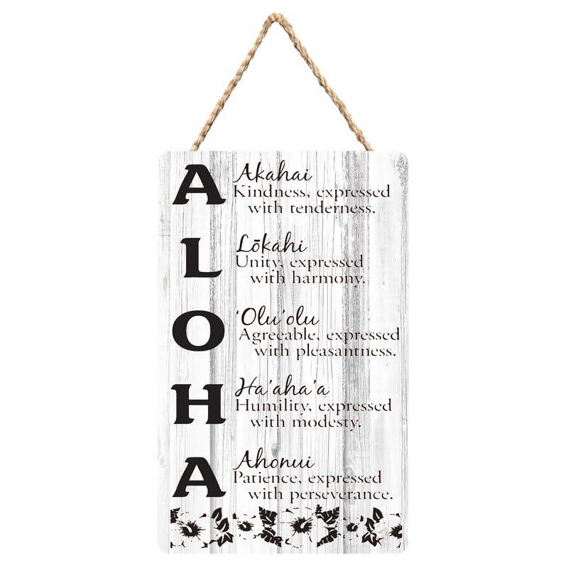 Wood Door Sign Aloha - Acronym - Hawaiian Sign Hanging Printed Wooden Plaque Decor, Wall Art Decor Home Office Door Decoration 6X12 Inch C23