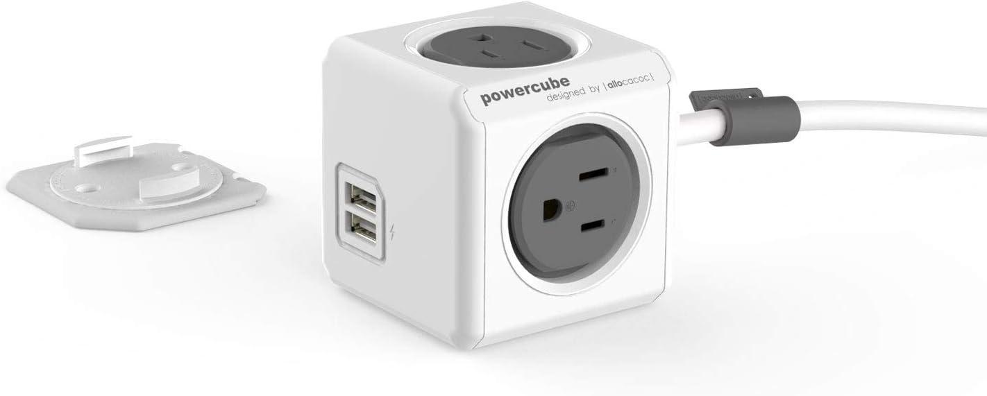 Power Cube Accessory 4424GY/USORPC 4-Outlet Extended USB Power Bar 10ft Grey Electronic Consumer Electronics