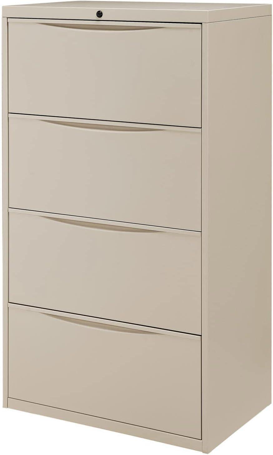 Putty Steel 4-Drawer Lockable Lateral File Cabinet