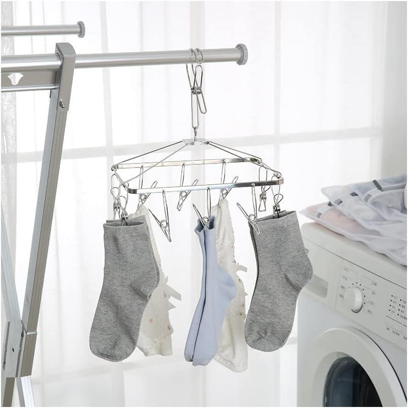 Stainless Steel Collapsible Drying Rack with 10 Clips