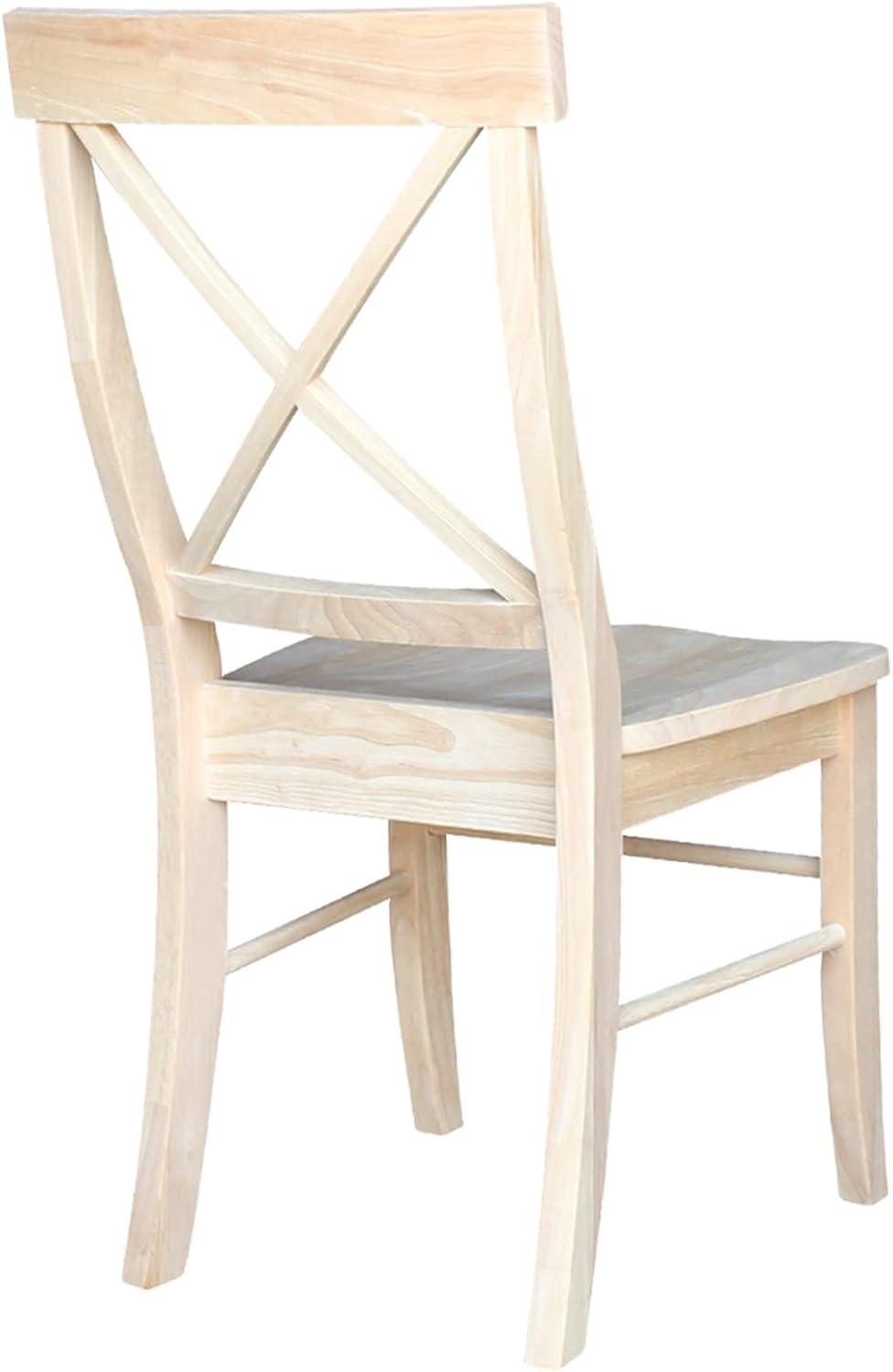 Set of 2 X Back Chairs with Solid Wood Seat Unfinished - International Concepts: Parawood, Kitchen Furniture