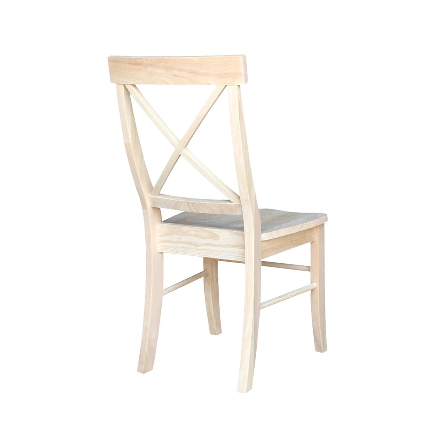 Set of 2 X Back Chairs with Solid Wood Seat Unfinished - International Concepts: Parawood, Kitchen Furniture