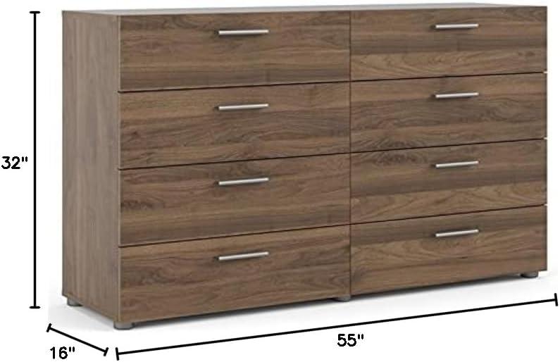 Tvilum Loft 8 Drawer Double Dresser for Adults, Walnut
