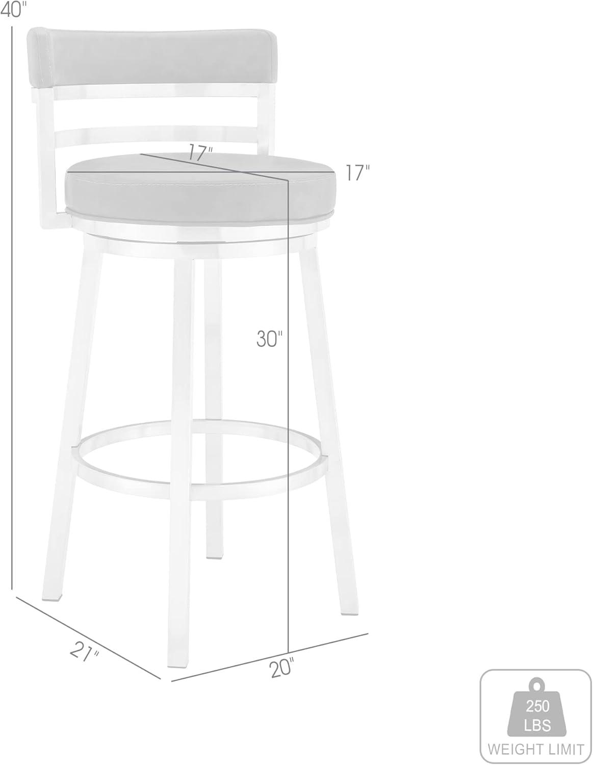 Armen Living Titana 30" Bar Height Swivel Red Faux Leather and Brushed Stainless Steel Bar Stool